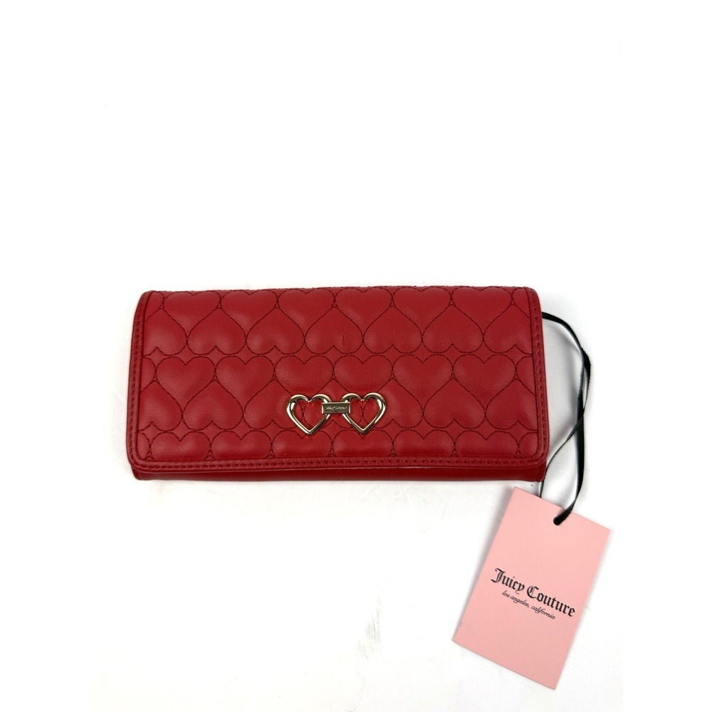 Juicy Couture Straight From The Heart Wallet Red Faux Leather Clutch NWT